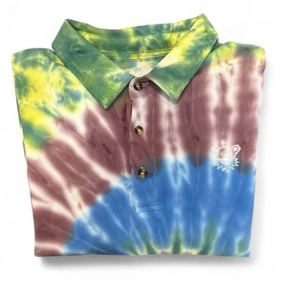 Grateful Dead x Section 119 Tie Dye Polo Shirt Mens S Dancing Bear Logo Cotton