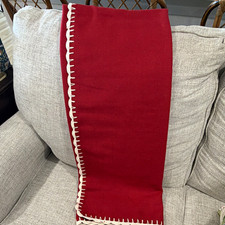 World Market Wool Blend Throw Blanket Solid Red/White 50 in x 60 in