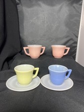 Vintage Moderntone Little Hostess Children's 2 Cup  Saucers, Creamer And Sugar