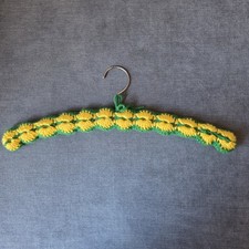 Handmade Crochet Clothes Hanger Green Yellow Padded Decorative Vintage Style