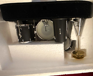Jazz Drums M734 Mini Acoustic Drum Kit Set Black w/ Cymbal Stand miniature