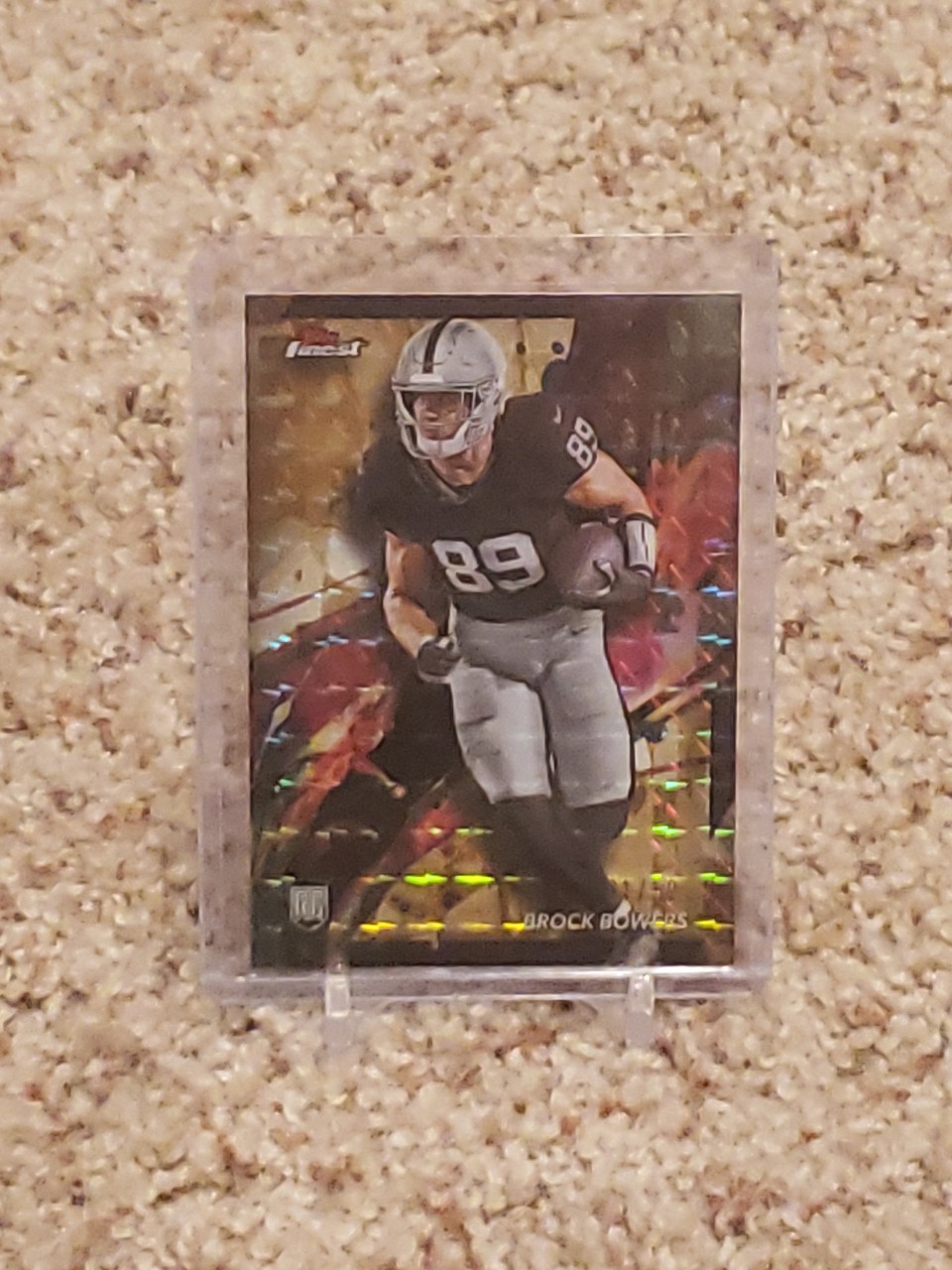 2024 Topps Finest - Common Brock Bowers #82 Gold Geometric Refractor /50 (RC)