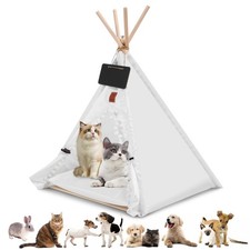 Pet Teepee Dog  Puppy Cat Tents House, Portable Cozy Dogs Cave Bed with Remo...