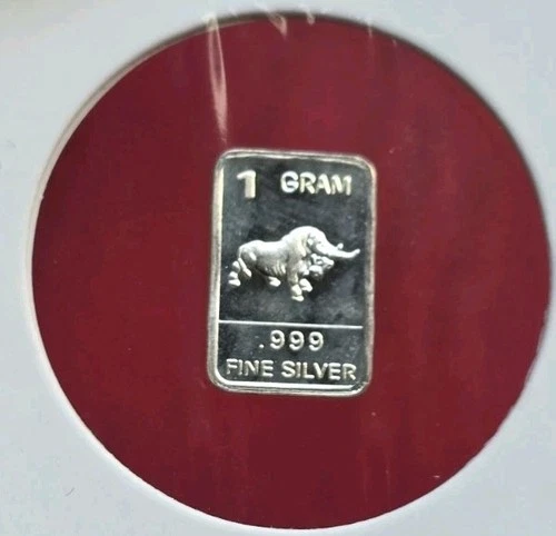 Bull / Taurus - 1 Gram .999 Fine Pure Silver Bullion Mini Bar Ingot Coin