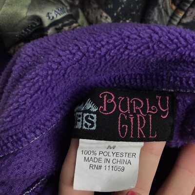 Burly Girl WFS Purple Camo Long Sleeve Full Zip Fleece Jacket