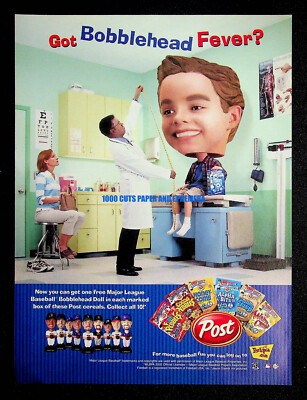 Post Cereal + MLB Baseball Bobbleheads 2002 Print Magazine Ad Poster ADVERT