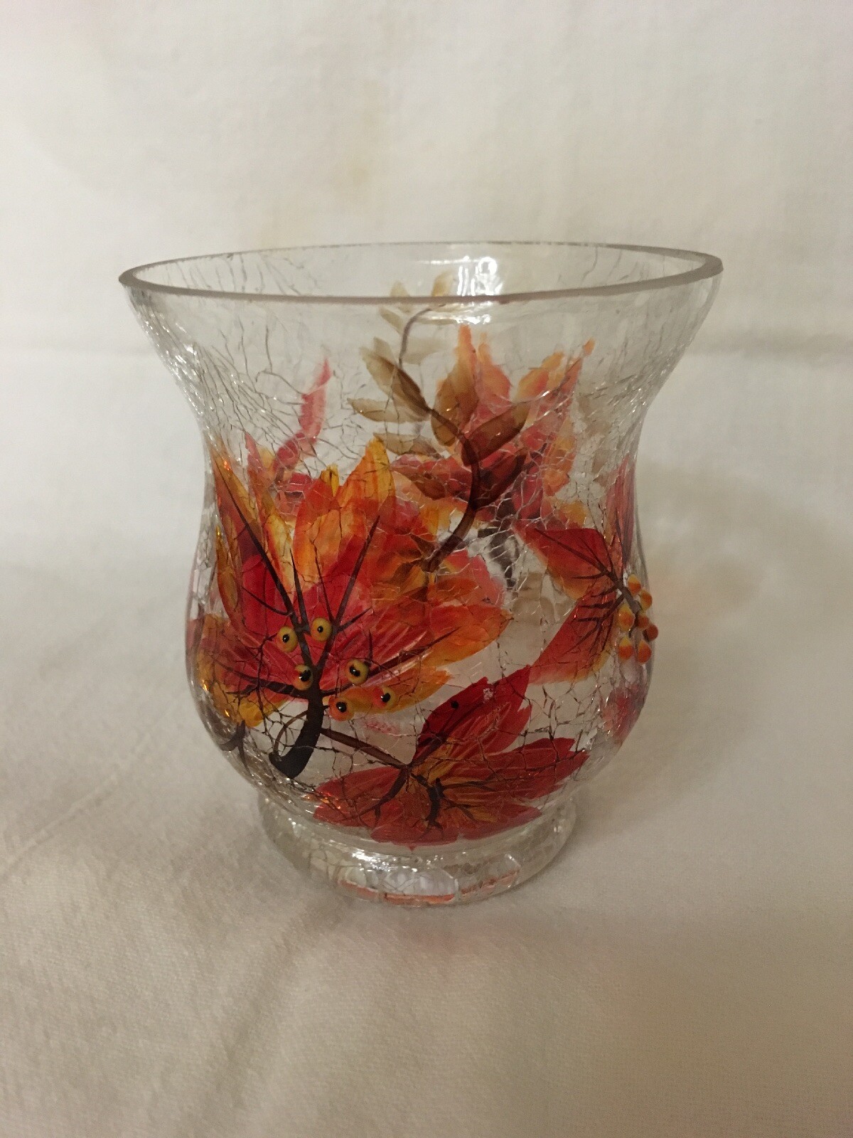YANKEE CANDLE Falling Autumn Leaves Crackle Tea Light Votive Holder s l1600