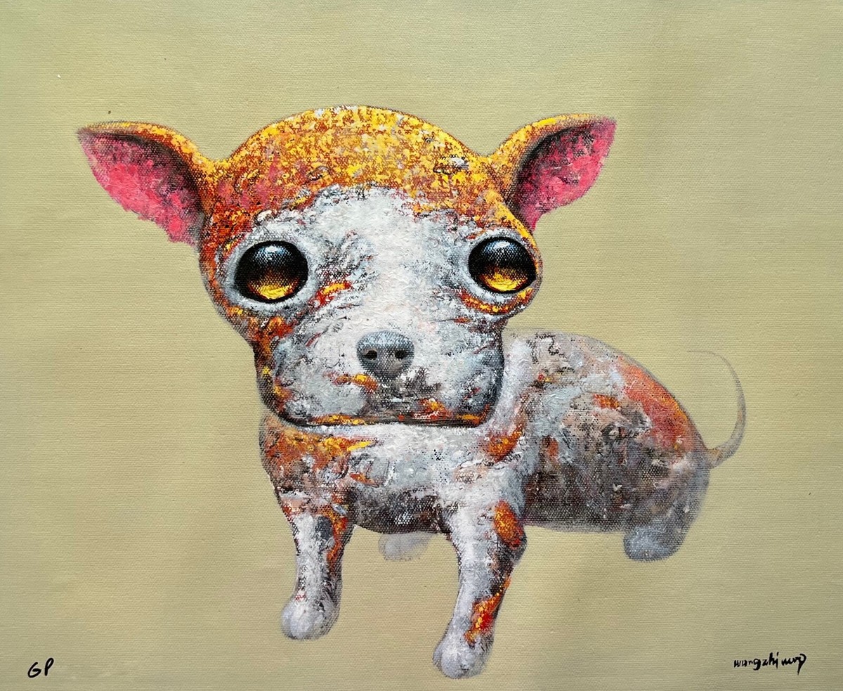 Wang Zhiwu OH CHIWAHWAH Hand Signed Giclee on Canvas Chihuahua Dog