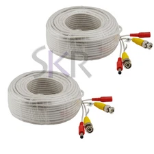 Sikker 2 Pcs 120 ft feet CCTV BNC Video 12v DC Power cable for Security camera