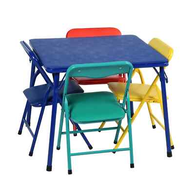 5-Piece Homy Casa Kids  Folding Activity Table and Chair Set, Multicolor