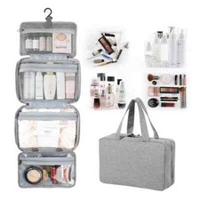 Large Capacity Toiletry Cosmetic Storage Travel Make Up Bag Hanging Washbag Grey