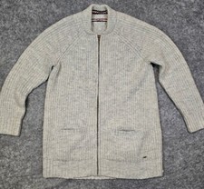 Tommy Hilfiger Men's Cable Knit Full Zip Light Gray L/S Sweater Pockets L