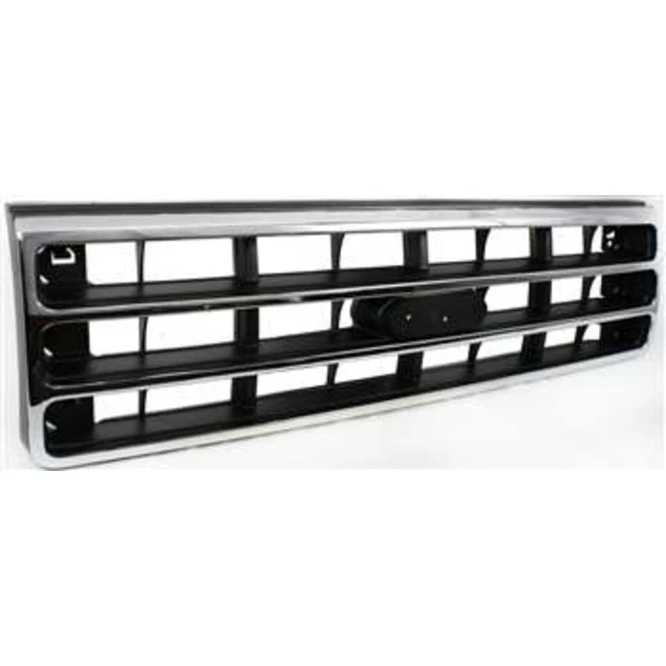 Grille Chrome Shell with Silver Insert Plastic For 1989-1991 Ford Bronco & F-150 Foto 3 de 4