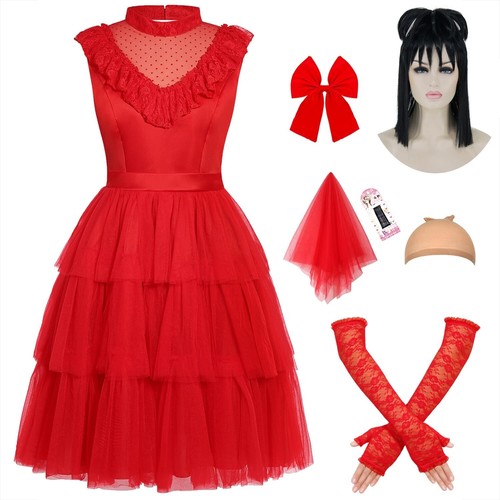 Adult Bride Costume Women 80s Red Wedding Dress Scary Halloween Costumes Goth...