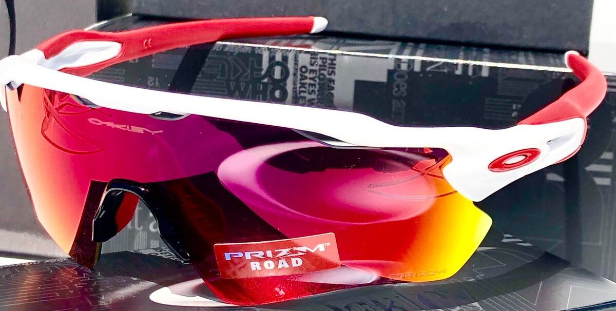 NEW* Oakley RADAR EV PATH White Red Bike w PRIZM ROAD Sunglass 