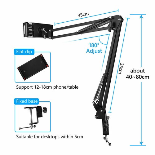 Long Arm Tablet Stand Phone Holder Lazy Bed Desk Mount For iPad iPhone Samsung - 第 3/12 張圖片