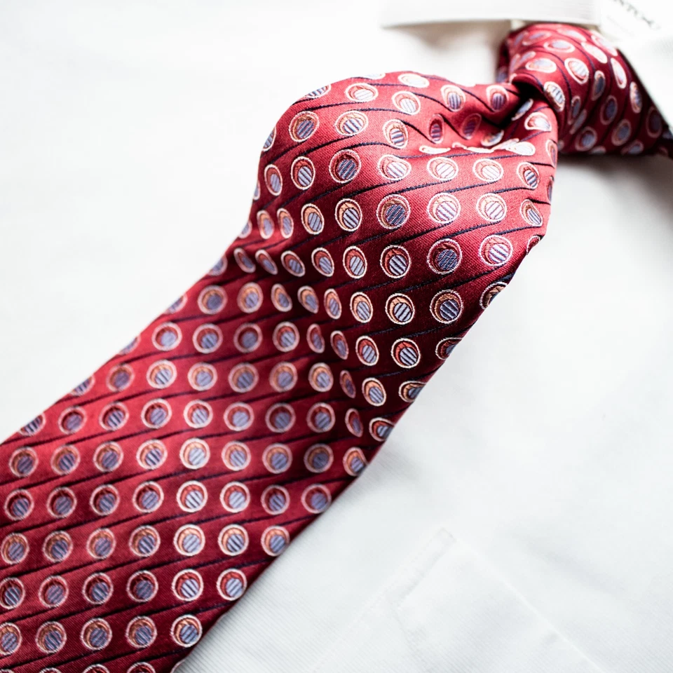 JOHN W. NORDSTROM Italy Red Blue Orange Geometr Silk Necktie TIE 60.5"L x 3.75"W - Image 2 of 4