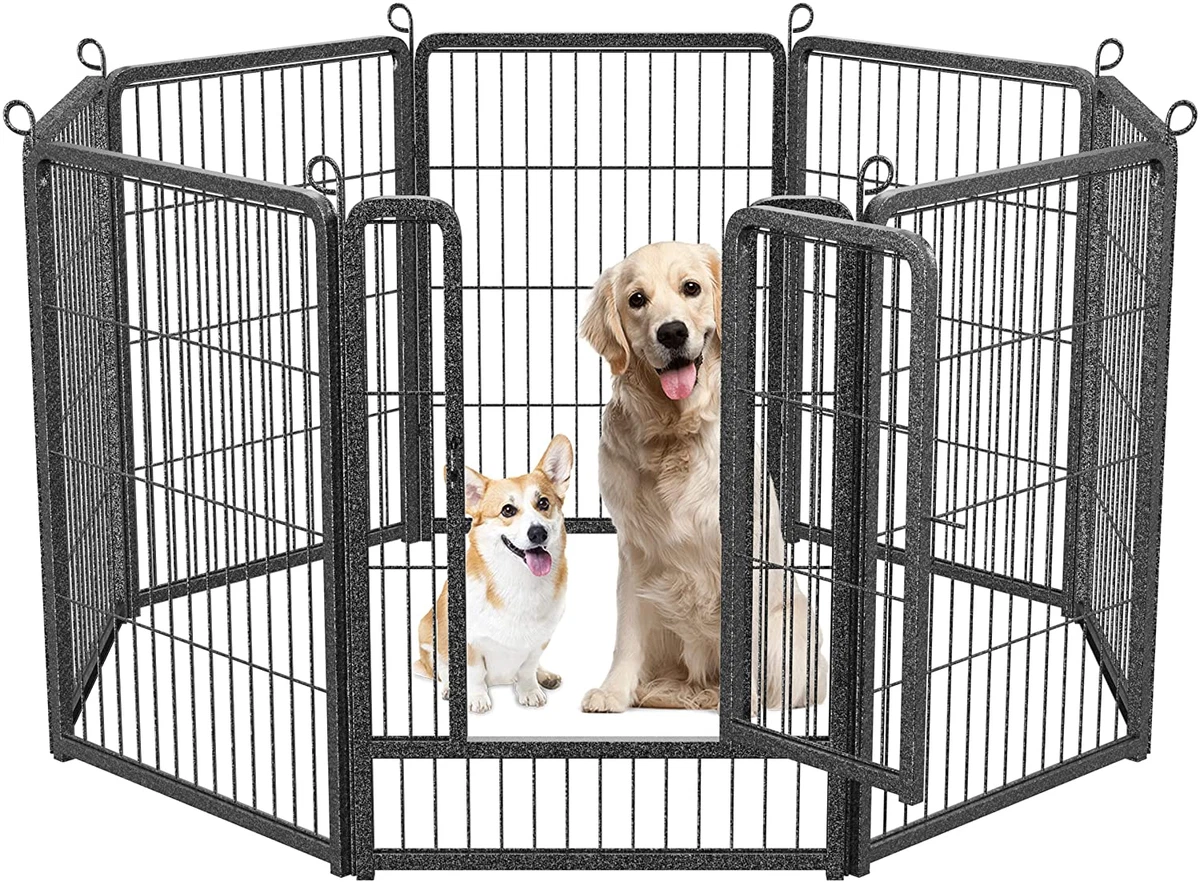 Dog Pen 8 Panel Puppy Pen with Door High 80Cm Indoor Outdoor Pet Exercise Play