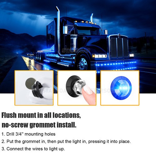 20x 3/4" Side Marker Lights LED Truck Trailer Round 12V Bullet Dual Color Light - Picture 3 of 6