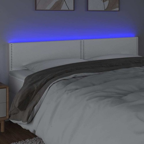 LED Kopfteil Weiß 180x5x78/88 cm Kunstleder - Bild 3 von 6