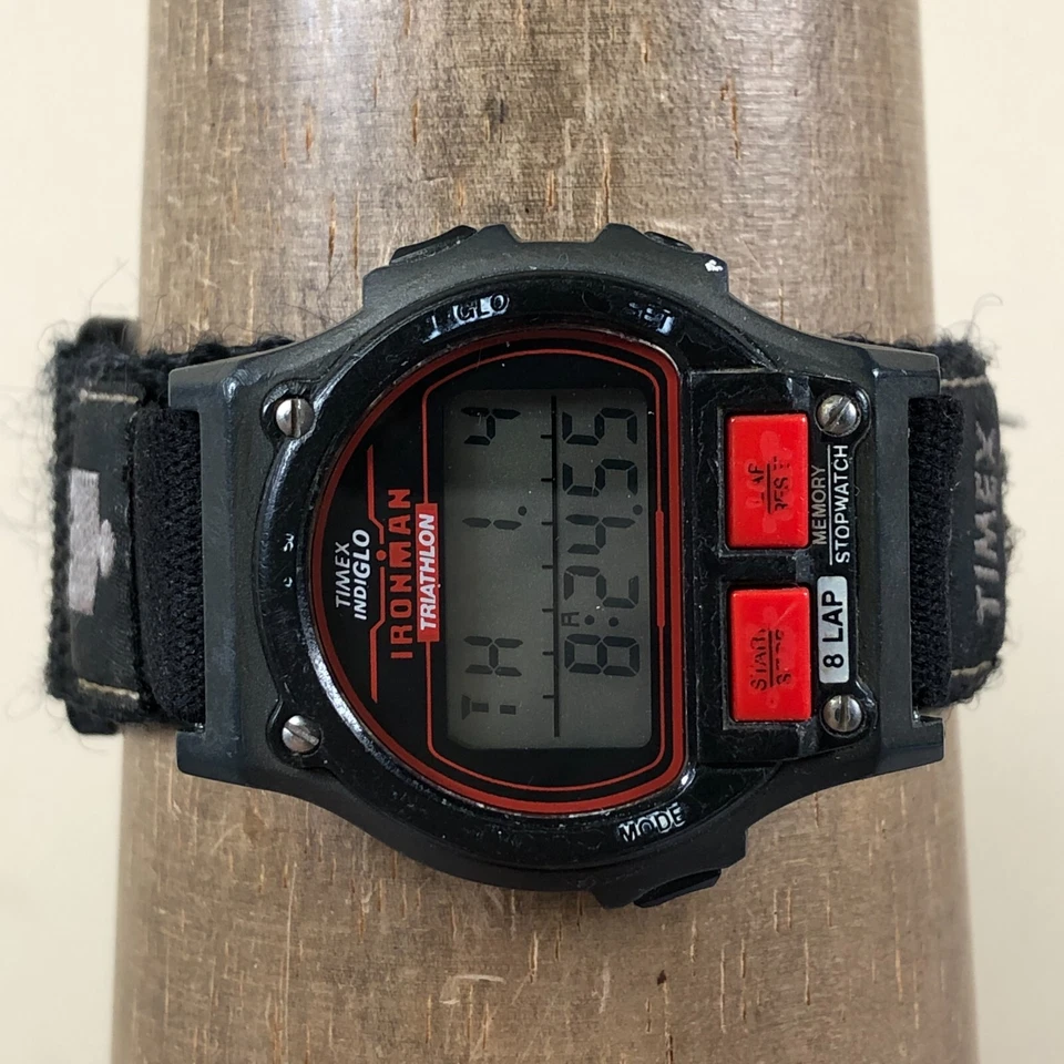 Reloj Digital 35mm De Colección Años 90 Timex Ironman Triatlón Hombres Negro Nylon Cuarzo 8 1/4" Foto 2 de 4