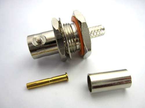 BNC Bulkhead Coaxial Crimp Jack 50 ohm RG58 RF Coax Connector + Boot UK Stock - Picture 2 of 9