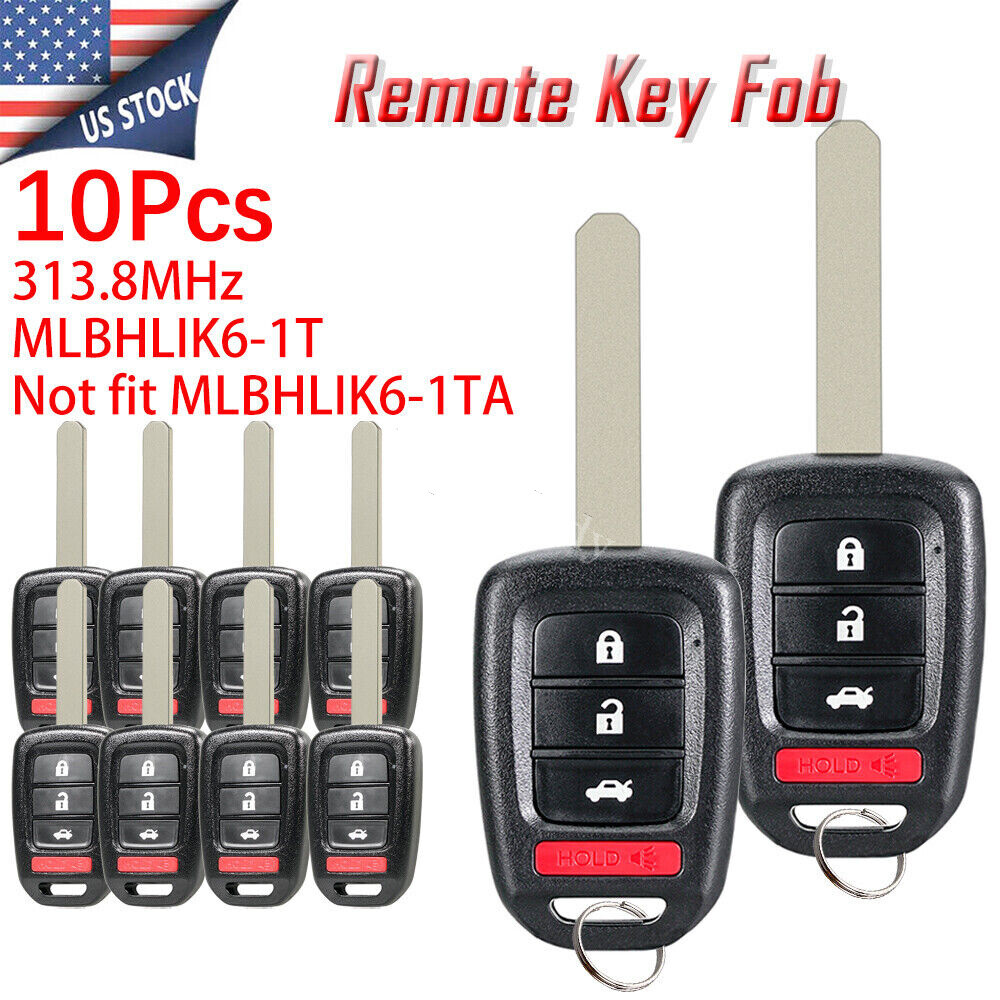 10 Keyless Remote Car Key Fob 4Button for Honda Accord Civic 2014 2015 2016 2017