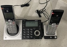 Vtg ATT Cordless Phone CL83207 2 Handsets Call Block Ans Mach Blk/Silv WORKS