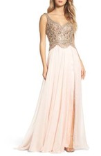 MAC DUGGAL BEADED BODICE PORCELAIN (light pink) BALLGOWN sz 6