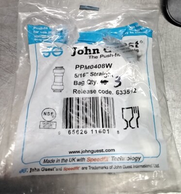 New John Guest Speedfit Union Connector Fitting (Set Of 3) Part # PPM0408W