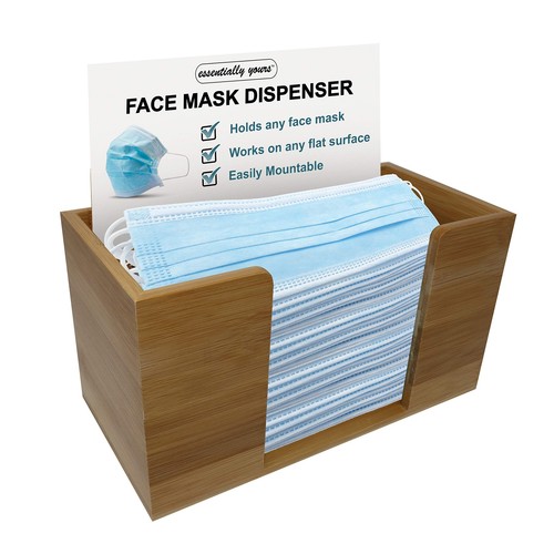 Bamboo Face Mask Dispenser, Open Wooden Mask Box for Storing Personal Face Masks - Picture 2 of 7