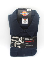Dickies Men's Navy Blue Short Sleeve Work Shirt Original Fit Easy Care 4XL New
