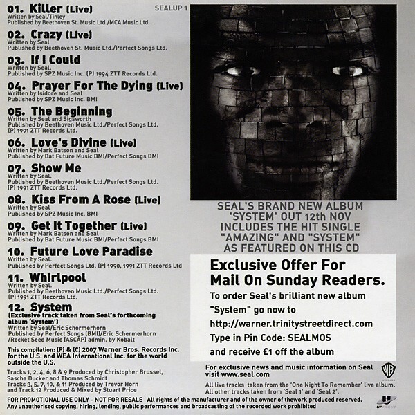 Seal Seal The Mail On Sunday Card Sleeve CD NL3 eBay