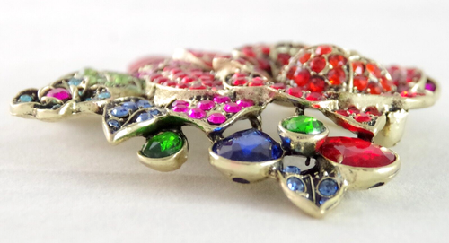 BIG 2.75" NWOT DESIGNER STYLE MULTICOLOR CRYSTAL RHINESTONE FLORAL FLOWER BROOCH - Picture 12 of 16