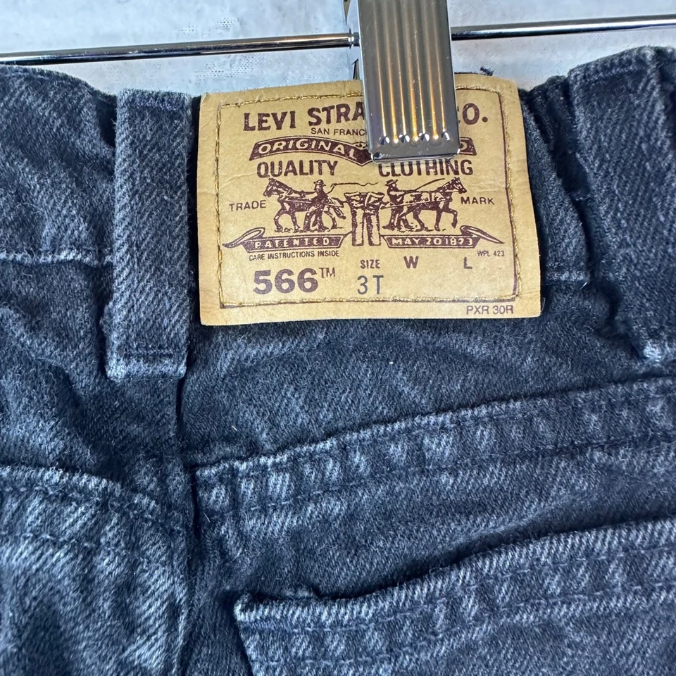 Pantalones de mezclilla vintage Levi’s 566 para niños 3T naranja lengüeta negros Y2K grunge informales retro Foto 4 de 4