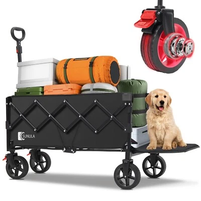 SUNULA Bollerwagen Faltbar XXL Handwagen Faltwagen für Haustierein- und -ausstieg