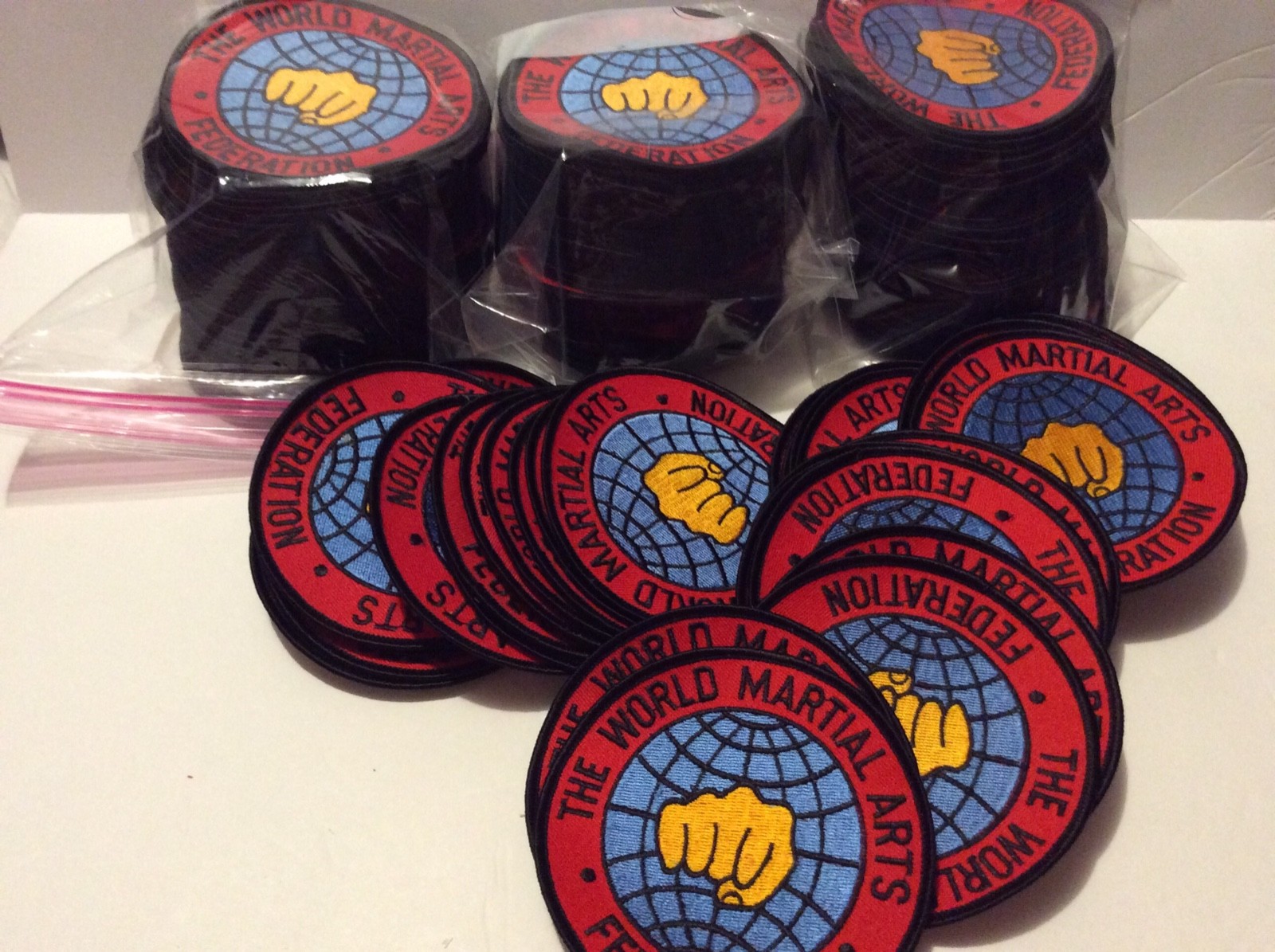 LOT OF 130 THE WORLD MARTIAL ARTS FEDERATION PATCHES 4” inch Karate LOT OF 130 THE WORLD MARTIAL ARTS FEDERATION PATCHES 4” inch Karate