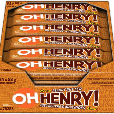 24 X OH HENRY! Chocolatey Candy Bars with Peanut Butter 58g Each -Free Shipping