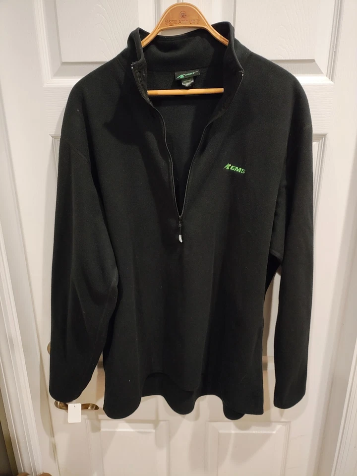 Eastern Mountain Sports EMS 1/4 Zip Fleece Pullover Men's XXL Black-Layering Ski Foto 2 de 4