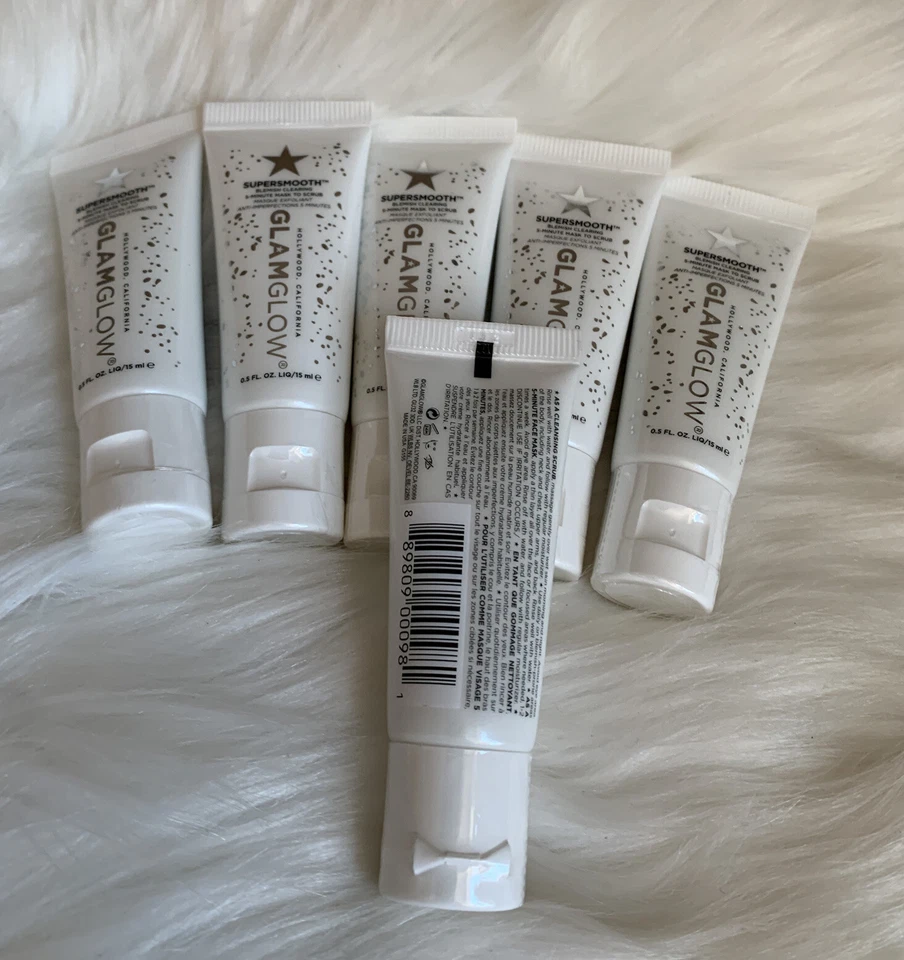 6 x Glamglow Supersmooth Blemish Clearing 5 Minute Mask Scrub 0.5oz Each SEALED - Image 2 of 2