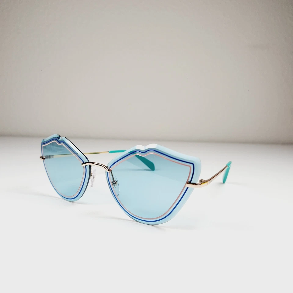 GAFAS DE SOL EMILIO PUCCI EP0134 S 28W MARCO ORO ROSA OJO DE GATO SIN MONTURA AZUL AGUA Foto 4 de 4