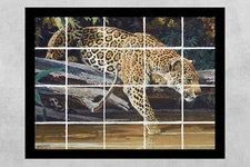 ready to hang ceramic tile mural kitchen backsplash. leopard, tiger, jungle wild