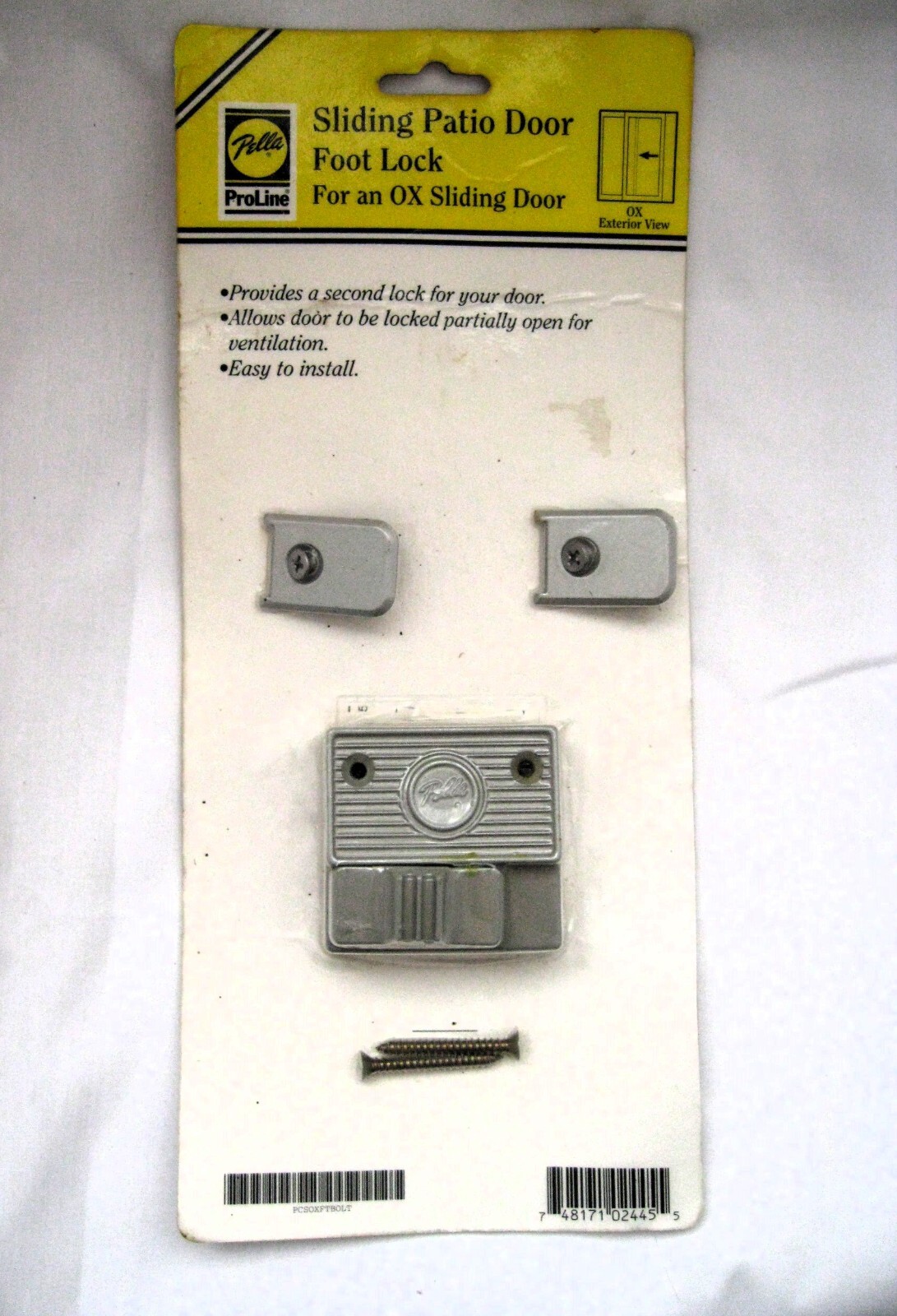 Pella Sliding Patio Door Foot Lock XO Door PCSOXFTBOLT Glass New Old Stock 748171025285 eBay