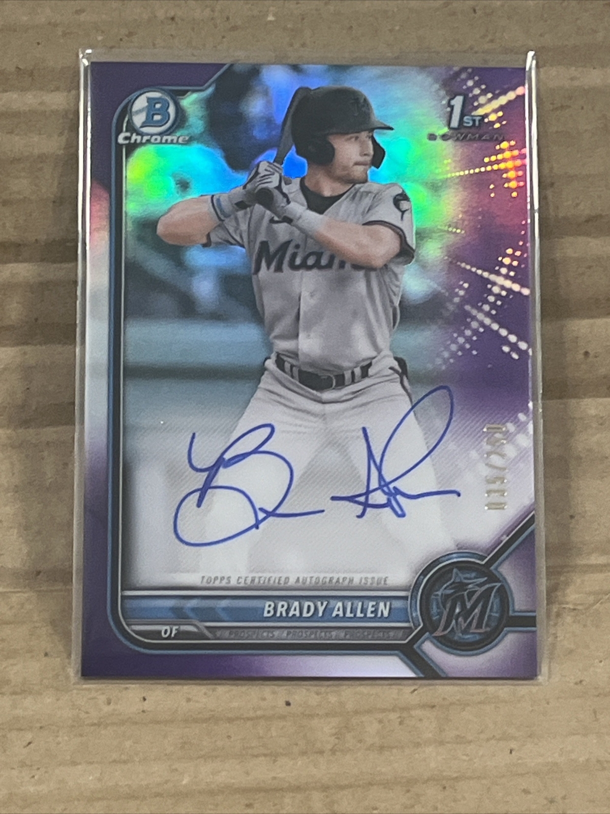 2022 Bowman Chrome 1st Prospects #CPA-BAL Brady Allen /250 Purple Refractor Auto