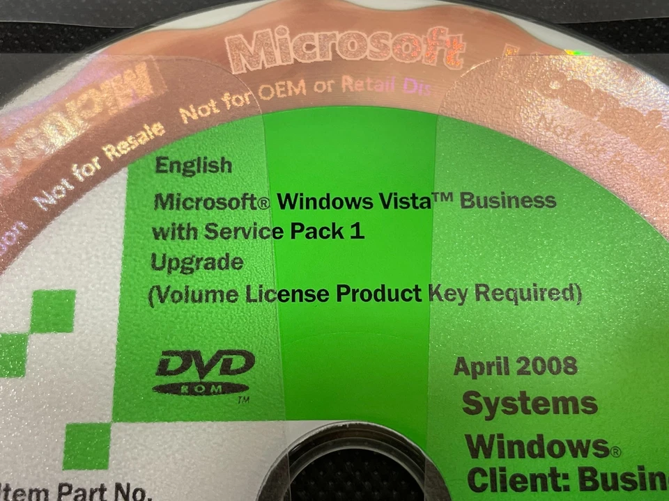 Microsoft Windows Vista Business Service Pack 1 Upgrade DVD Software Disc Only - Image 2 of 4