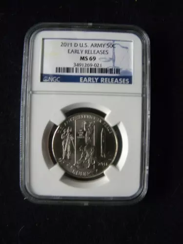 2011-D U.S. ARMY COMMEMORATIVE HALF DOLLAR - EARLY RELEASE - NGC MS69