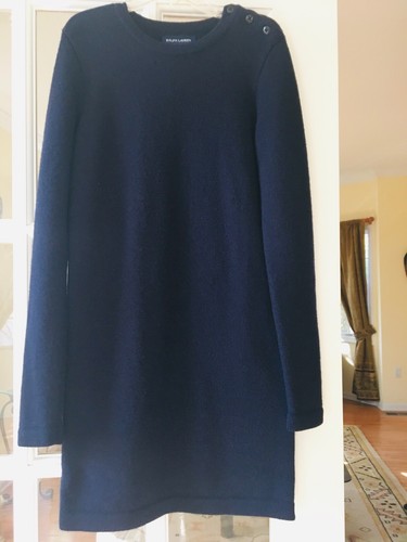 $119 Ralph Lauren Polo Dress Sweater Wool Navy Winter Girl SZ 12-14 Years New