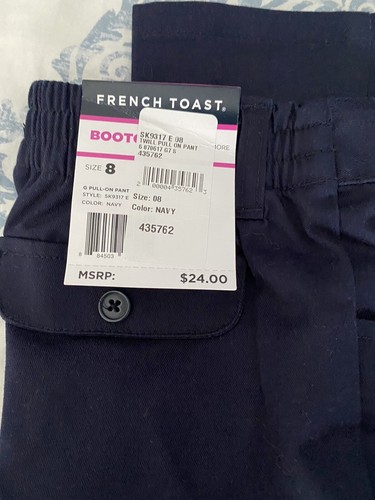 NWT French Toast Girls 8, Navy pants, Boot cut, School Uniform, adjustable waist - Picture 3 of 4