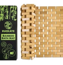 Ruckaye Premium Foldable Bamboo Shower Bath Mat With Silicone Grip Pads 24"X16"