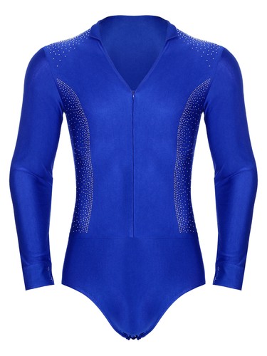 Men Dance Shirts One Piece Long Sleeve Bodysuit Latin Samba Salsa Tango - Picture 11 of 141